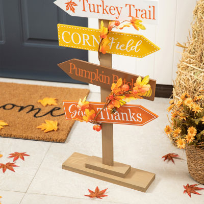 Glitzhome Harvest Wooden Turkey Thanksgiving Porch Sign