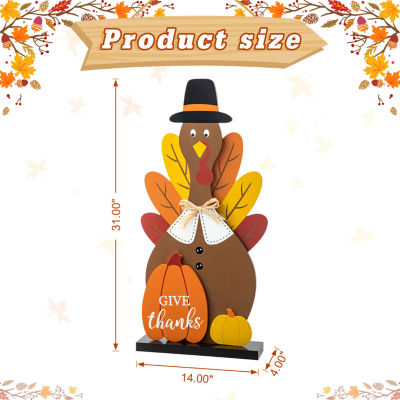 Glitzhome Harvest Wooden Turkey Thanksgiving Porch Sign