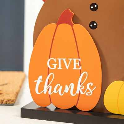 Glitzhome Harvest Wooden Turkey Thanksgiving Porch Sign