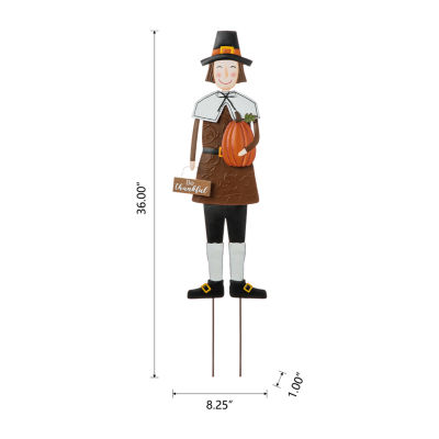 Glitzhome Metal Harvest Pilgrim Boy Thanksgiving Yard Art