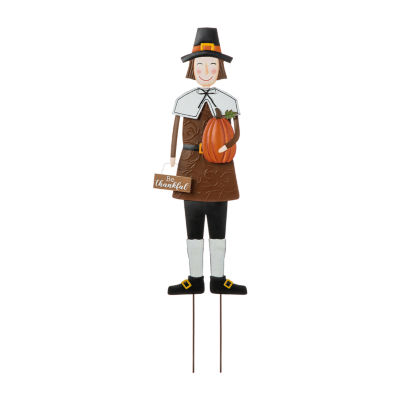 Glitzhome Metal Harvest Pilgrim Boy Thanksgiving Holiday Yard Art