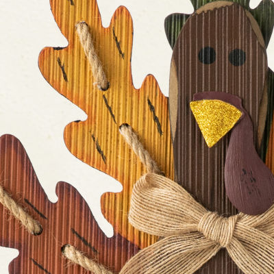 Glitzhome Burlap/Wooden Turkey Thanksgiving Holiday Yard Art