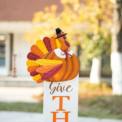 Glitzhome Harvest Metal Turkey Thanksgiving Yard Art