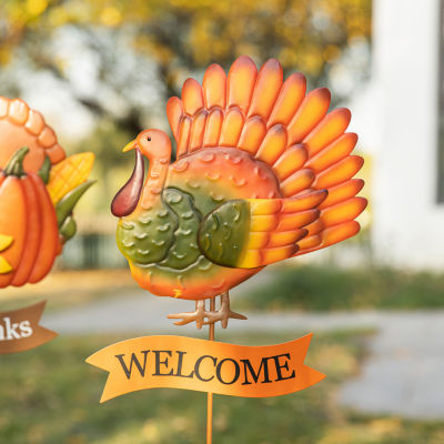 Glitzhome Set Of 2 Harvest Metal Thanksgiving Holiday Yard Art