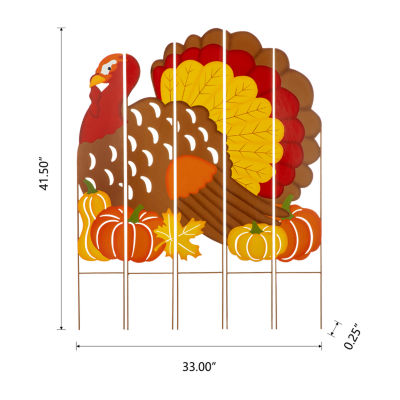 Glitzhome Harvest Metal Turkey Combo Thanksgiving Yard Art