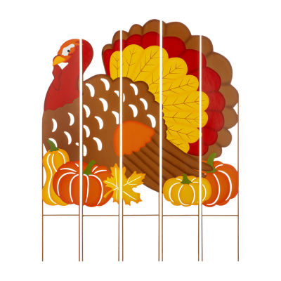 Glitzhome Harvest Metal Turkey Combo Thanksgiving Holiday Yard Art