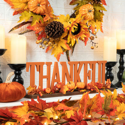 Glitzhome Thankful Wooden Thanksgiving Tabletop Decor