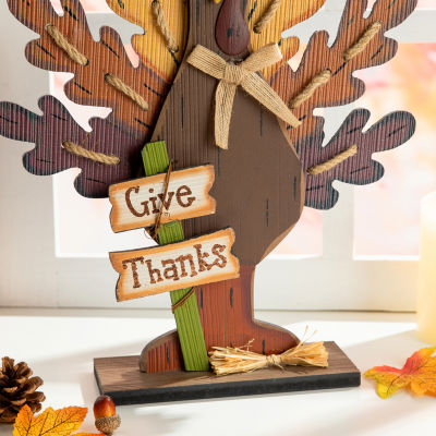 Glitzhome Burlap/Wooden Turkey Thanksgiving Tabletop Decor