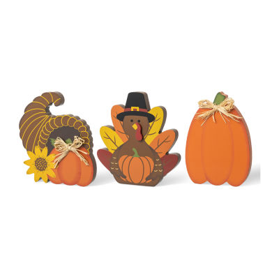 Glitzhome Harvest Wooden 3-pc. Thanksgiving Tabletop Decor