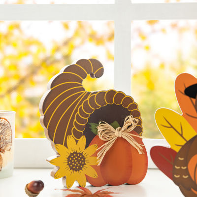 Glitzhome 3-pc. Harvest Wooden Thanksgiving Tabletop Decor