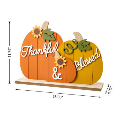 Glitzhome Harvest Wooden Pumpkins Thanksgiving Tabletop Decor