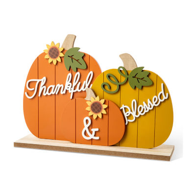 Glitzhome Harvest Wooden Pumpkins Thanksgiving Tabletop Decor