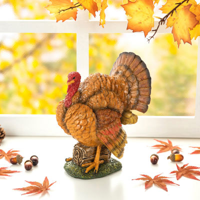 Glitzhome Harvest Resin Turkey Thanksgiving Tabletop Decor