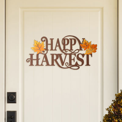 Glitzhome Metal "Happy Harvest" Decor Wall Sign