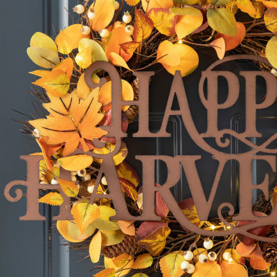 Glitzhome Metal "Happy Harvest" Decor Wall Sign