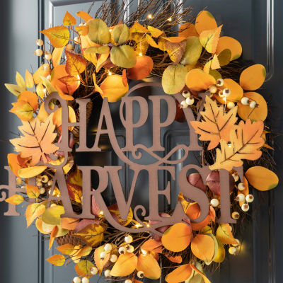 Glitzhome Metal "Happy Harvest" Decor Wall Sign