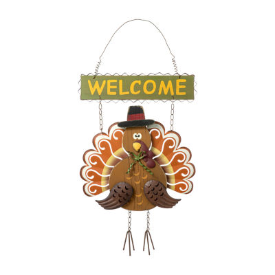 Glitzhome Iron/Wooden Turkey Welcome Decor Wall Art