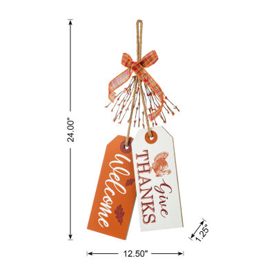 Glitzhome Harvest Wooden Give Thanks Door Hanger Wall Art