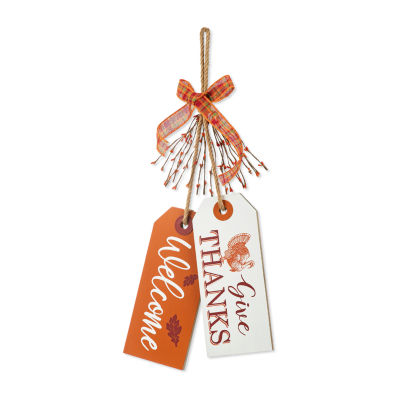 Glitzhome Harvest Wooden Give Thanks Door Hanger Wall Art