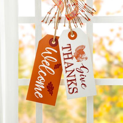 Glitzhome Harvest Wooden Give Thanks Door Hanger Wall Art