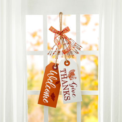 Glitzhome Harvest Wooden Give Thanks Door Hanger Wall Art