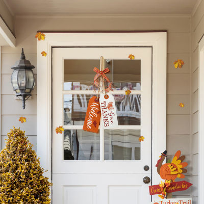 Glitzhome Harvest Wooden Give Thanks Door Hanger Wall Art