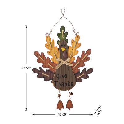 Glitzhome Burlap/Wooden Turkey Decor Wall Art