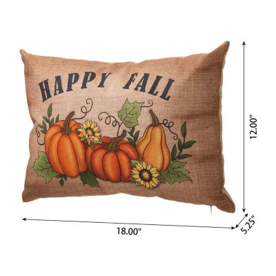 Glitzhome Faux Burlap Fall Pumpkin Rectangular Throw Pillow