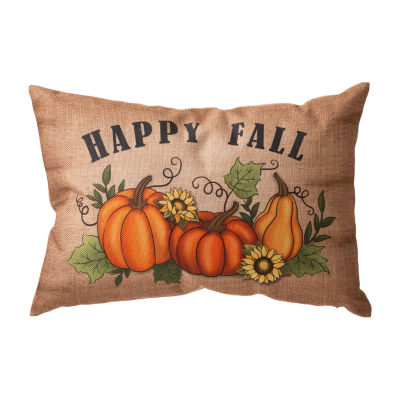 Glitzhome Faux Burlap Fall Pumpkin Rectangular Throw Pillow