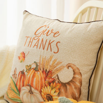 Glitzhome Harvest Embroidered Square Throw Pillow