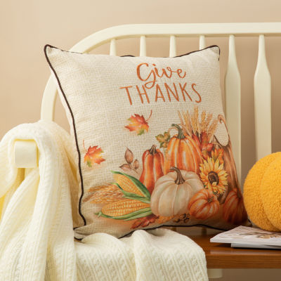 Glitzhome Harvest Embroidered Square Throw Pillow