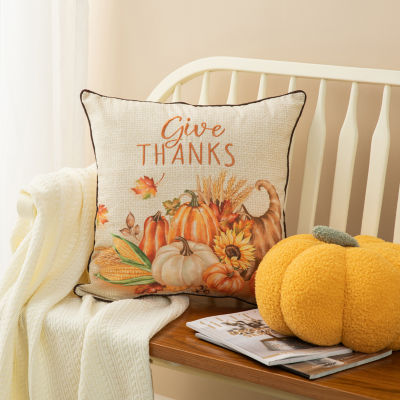 Glitzhome Harvest Embroidered Square Throw Pillow