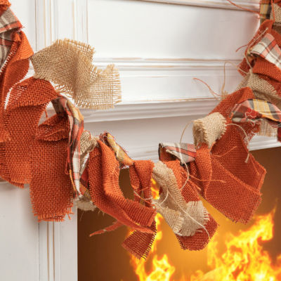 Glitzhome Fall Fabric Plaid Thanksgiving Indoor Garland