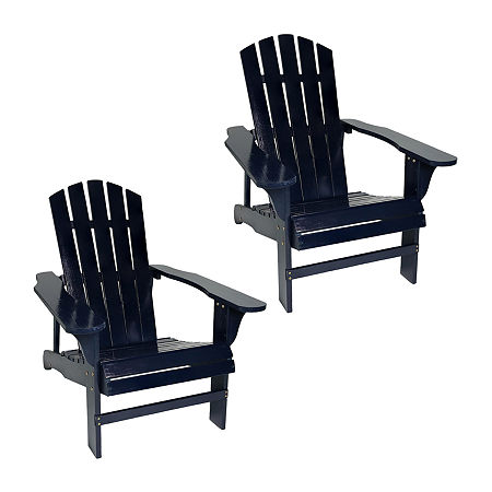 Coastal Bliss Wooden Adirondack Chair Set Of 2, One Size, Blue