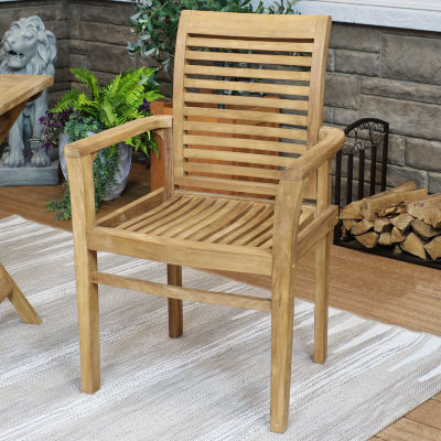 Teak Traditional Slat Style Patio Dining Chair