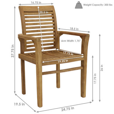 Teak Traditional Slat Style Patio Dining Chair