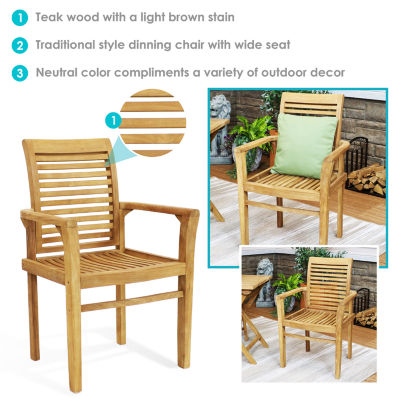 Teak Traditional Slat Style Patio Dining Chair