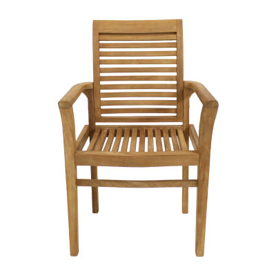 Teak Traditional Slat Style Patio Dining Chair