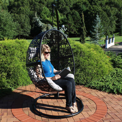 Jackson Outdoor Hanging Egg Chair with Stand Gray