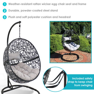 Jackson Outdoor Hanging Egg Chair with Stand Gray