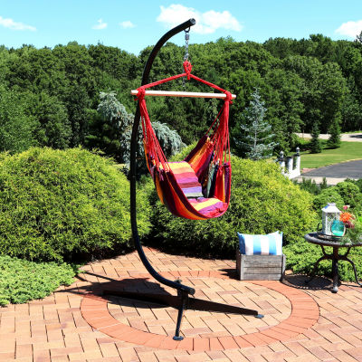 Outdoor Hanging Hammock Chair Swing and C-Stand Set