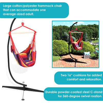 Outdoor Hanging Hammock Chair Swing and C-Stand Set