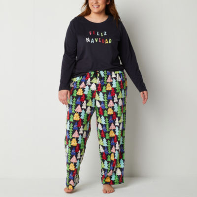 North Pole Trading Co. Feliz Navidad Family Womens Plus Crew Neck