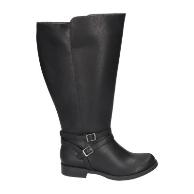 Easy Street Womens Bay Plus Wide Calf Flat Heel Riding Boots