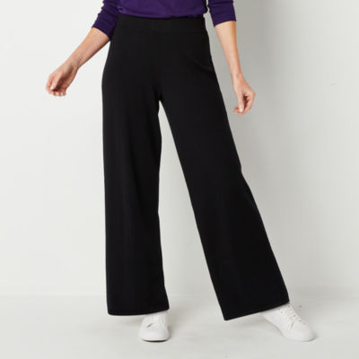 Liz Claiborne Sweater Womens Wide Leg Pull-On Pants, Color: Black ...