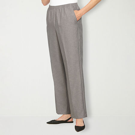 Alfred Dunner Classics Womens Mid Rise Straight Pull-On Pants, 6 Petite, Gray