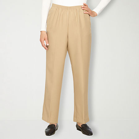 Alfred Dunner Classics Womens Mid Rise Straight Pull-On Pants, 6 Petite, Brown