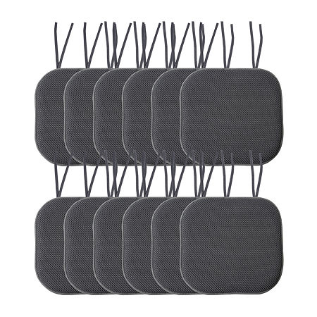 Sweet Home Collection Honeycomb Memory Foam Non-Slip 16" x 16" Chair Cushion Pad with Ties, One Size, Black