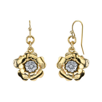 1928® Jewelry Crystal Two-Tone Flower Drop Earrings