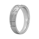 Mens Diamond-Accent Cross Stainless Steel 8mm Wedding Band